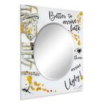 Ugly never! Round Beveled Mirror on Square Free Floating Printed Tempered Art Glass