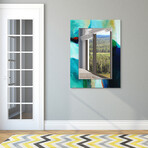 Sky Rectangular Beveled Mirror // Free Floating Printed Tempered Art Glass