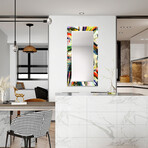 Rock Star Rectangular Beveled Mirror // Free Floating Printed Tempered Art Glass