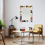 Rock Star Rectangular Beveled Mirror // Free Floating Printed Tempered Art Glass