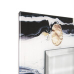 Ebony & Ivory Rectangular Beveled Mirror // Free Floating Printed Tempered Art Glass