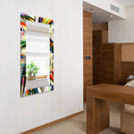 Rock Star Rectangular Beveled Mirror // Free Floating Printed Tempered Art Glass