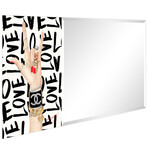 Loved Rectangular Beveled Mirror // Free Floating Printed Tempered Art Glass