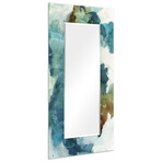 Blue Sky Rectangular Beveled Mirror // Free Floating Printed Tempered Art Glass