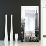 My N.Y. Rectangular Beveled Mirror // Free Floating Printed Tempered Art Glass