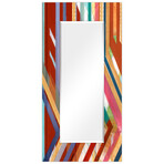 Lineal Color Rectangular Beveled Mirror on Free Floating Reverse Printed Tempered Art Glass
