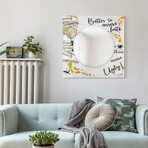 Ugly never! Round Beveled Mirror on Square Free Floating Printed Tempered Art Glass