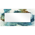 Blue Sky Rectangular Beveled Mirror // Free Floating Printed Tempered Art Glass