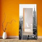 My N.Y. Rectangular Beveled Mirror // Free Floating Printed Tempered Art Glass