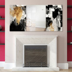 Grey Skies Rectangular Beveled Mirror on Free Floating Reverse Printed Tempered Art Glass