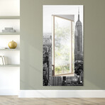 My N.Y. Rectangular Beveled Mirror // Free Floating Printed Tempered Art Glass