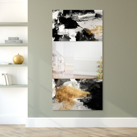 Grey Skies Rectangular Beveled Mirror on Free Floating Reverse Printed Tempered Art Glass