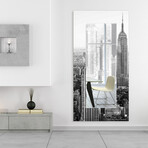 My N.Y. Rectangular Beveled Mirror // Free Floating Printed Tempered Art Glass