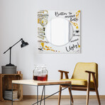 Ugly never! Round Beveled Mirror on Square Free Floating Printed Tempered Art Glass
