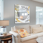 Ugly never! Round Beveled Mirror on Square Free Floating Printed Tempered Art Glass