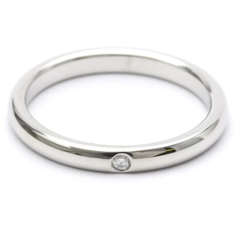 Tiffany & Co. // Platinum Stacking Ring With Diamond // Ring Size: 8 // Store Display