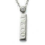 Tiffany & Co. // 18k White Gold Diamond Bar Necklace // 16.14" // Store Display