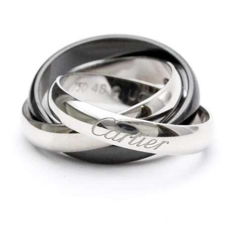 Cartier // 18k White Gold + Cermaic Trinity Ring // Ring Size: 4.5 // Store Display