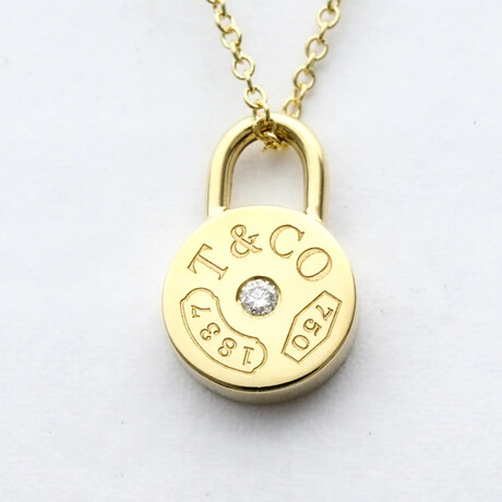 Tiffany & Co. // 18k Yellow Gold 1837 Rock Diamond Necklace // 16.14" // Store Display