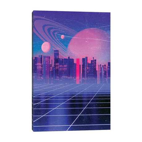 Retro Futurism Synthwave I by Nikita Abakumov (26"H x 18"W x 0.75"D)