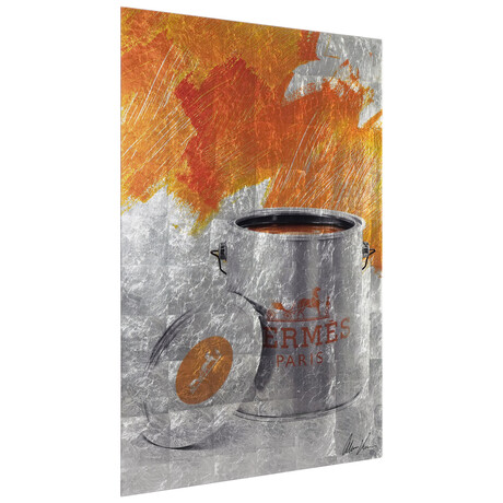 Liquid Fashion Orange HRMS // Reverse Printed Tempered Glass with Silver Leaf