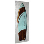 Fashion T Blue Surfboard // Reverse Printed Tempered Glass with Silver Leaf