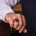 Noah Silver Patterned Zircon Men's Ring (9)