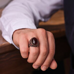 Ryan Silver Red Lava Stone Men's Ring (9)