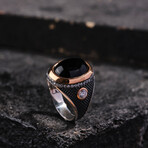 Jed Silver Minimalist Design Onyx Men's Ring (9)