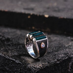 Waldo Silver Green Agate Design Men's Ring (9)