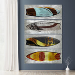 Couture Fashion Surfboards Frameless // Reverse Printed Tempered Glass Wall Art with Silver Leaf // Set of 4