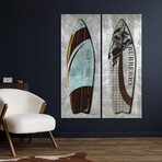 Couture Silver Surfboards Frameless // Reverse Printed Tempered Glass Wall Art with Silver Leaf // Set of 2
