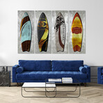 Couture Fashion Surfboards Frameless // Reverse Printed Tempered Glass Wall Art with Silver Leaf // Set of 4