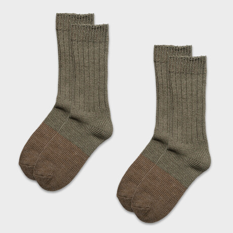 Paper x Cotton Heather Camp Socks // Pack of 2 // Moss (Small)