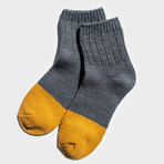 Paper x Cotton Color Block Short Socks // Iron x Yellow (Small)