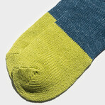 Paper x Cotton Color Block Short Socks // Blue x Lime (Small)