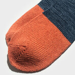 Paper x Cotton Color Block Short Socks // Navy x Orange (Small)