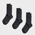 Paper x Cotton Rib Crew Socks// Pack of 3 // Black (Small)