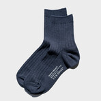 Paper x Cotton Anklet Socks // Pack of 3 // Navy (Small)