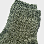 Paper x Cotton Color Block Short Socks // Moss x Sand (Small)