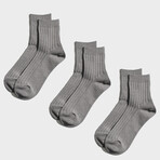Paper x Cotton Anklet Socks // Pack of 3 // Grey (Small)