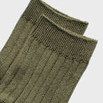 Paper x Cotton Anklet Socks // Pack of 3 // Olive (Small)