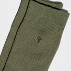 Paper x Cotton Rib Crew Socks// Pack of 3 // Olive (Small)