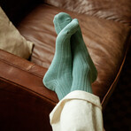 Paper x Superwash Wool Rib Crew Socks // Pack of 2 // Light Blue (Small)