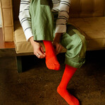 Paper x Superwash Wool Rib Crew Socks // Pack of 2 // Orange (Small)