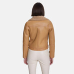 Women's Shearling Jacket // Silky Beige Mink With Mink Curly Wool (S)