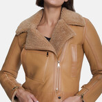 Women's Shearling Jacket // Silky Beige Mink With Mink Curly Wool (S)