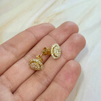 14K Solid Gold + 0.95CT Genuine Diamonds Round Stud Earrings