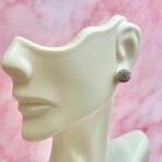 14K Solid White Gold + 0.63CT Genuine Diamonds Flower Cluster Stud Earrings
