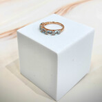 10K Solid Gold + Genuine Aquamarine and Diamonds Band Ring // Size 7